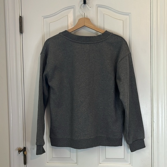 Pact | Heather Grey Fleece Courtside V-Neck Sweatshirt Medium Relaxed Loungewear - Picture 6 of 10